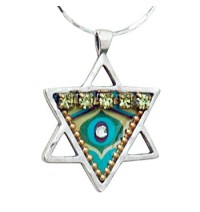 Silver & Enamel Star of David Necklace